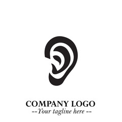 Elegant Ear Logo Symbol in Black on White Background with Minimalist and Modern Design