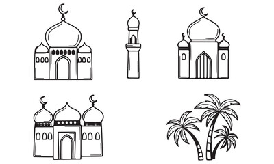 Historical and Cultural Landmark Silhouettes and Line Art Collection – Temples, Stonehenge, Teepees, and Ancient Symbols