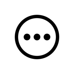 Three black dots arranged horizontally inside a thick black circle on a white background centered view