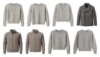 PNG Elegant neutral sweaters collection, element set on transparent background