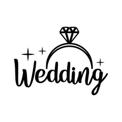 Wedding typography design on plain white transparent isolated background for card, shirt, hoodie, sweatshirt, apparel, tag, mug, icon, poster or badge