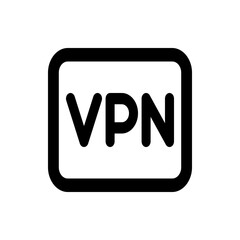 Black outlined rounded rectangle containing the letters v p n in a bold sans serif typeface centered inside