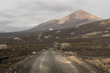 hiking in the volcano landscape of Timanfaya in Lanzarote