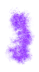 Swirling violet smoke with soft luminous glow and elegant rounded shape on transparent background forming mystical vapor trail