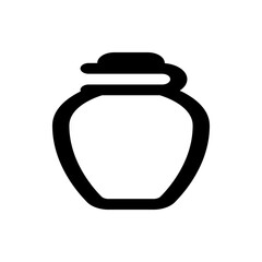 Illustration of a simple black outline of a vase or urn with a distinct lid or stopper on the top part