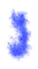 Swirling blue smoke with soft luminous glow and airy rounded shape on transparent background forming abstract vapor motion trail