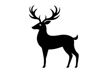 Deer silhouette vector illustration, Deer black symbol
