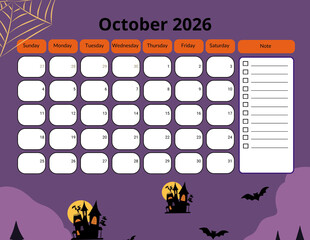 2026 Monthly calendar, Pastel seasonal 