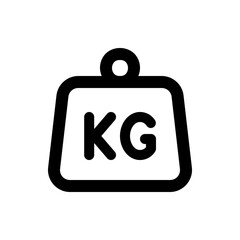 Illustration of a black weight with rounded corners and a handle, displaying the abbreviation kg in bold letters