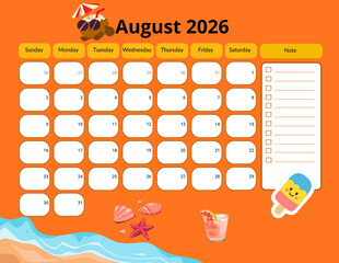 2026 Monthly calendar, Pastel seasonal 