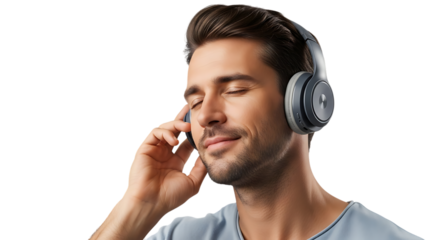 Man enjoying music with headphones in a relaxed and peaceful manner video 4k