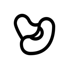Illustration of a single black bean with a curved shape and smooth lines on a white background design style