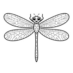 Whimsical Dragonfly Illustration A Detailed Line Art Design for Coloring and Artistic Exploration