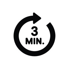 Circular arrow icon indicating three minute time limit or duration