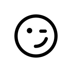 Fototapeta premium A simple black and white winking face emoji with a circular head and minimalist facial features design style