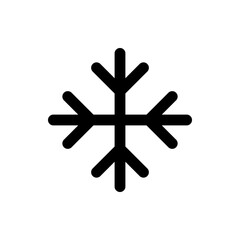 Illustration of a symmetrical snowflake design with rounded ends and thick lines on a white background view