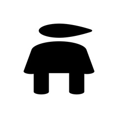 Silhouette of a simple person icon with a rounded body and head on a white background in a minimalist style