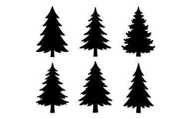 Fototapeta premium Silhouette pine trees collection
