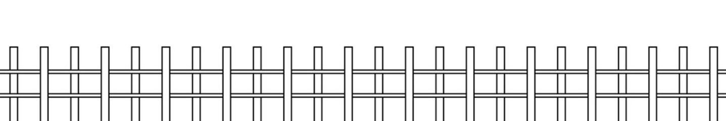 Clean black and white fence vector illustration showing simple geometric railing design, perfect for minimalist artwork, farm or garden layouts, architecture plans, or boundary design concepts.