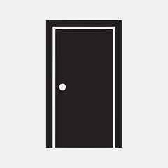 Black Silhouette Door with White Knob &ndash; Minimalist Vector