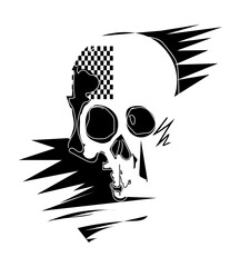 Skull black and white vector illustration, halloween
