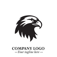 Fototapeta premium Head of Eagle Logo Symbol in Black on the White Background with Strong Elegant Design