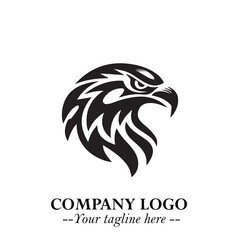 Obraz premium Head of Eagle Logo Symbol in Black on the White Background with Strong Elegant Design