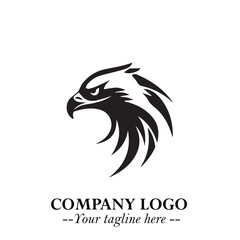 Head of Eagle Logo Symbol in Black on the White Background with Strong Elegant Design