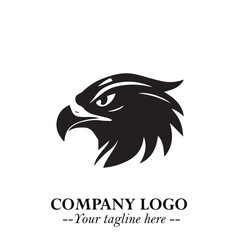 Head of Eagle Logo Symbol in Black on the White Background with Strong Elegant Design