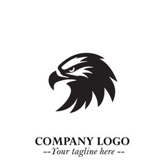 Head of Eagle Logo Symbol in Black on the White Background with Strong Elegant Design