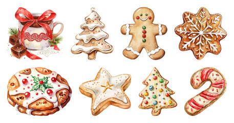PNG Festive gingerbread cookies assortment, element set on transparent background