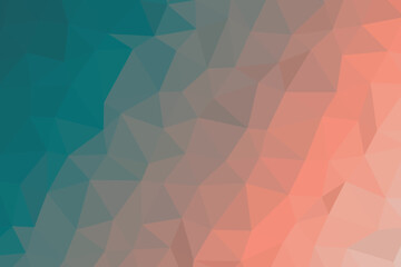 Teal and peach polygon abstract background with smooth gradient tones, ideal for modern web design, digital art, and branding visuals. Stylish low poly geometric texture adds soft elegance. Perfect fo