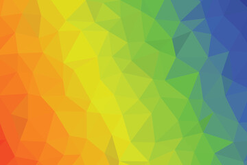 Colorful rainbow polygon abstract background with smooth gradient transition, ideal for web design, digital art, and creative branding. Modern low poly geometric texture adds vibrant depth. Perfect fo