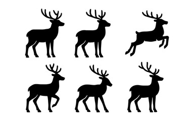 Silhouette reindeer collection: standing and leaping deer designs