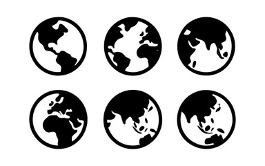 Obraz premium Silhouette earth globes showing different continents