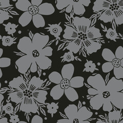 Seamless pattern, hand drawn outline pink Peony flowers on white background