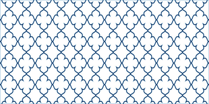 Seamless pattern bermotif bunga biru tua dan biru muda dengan background putih