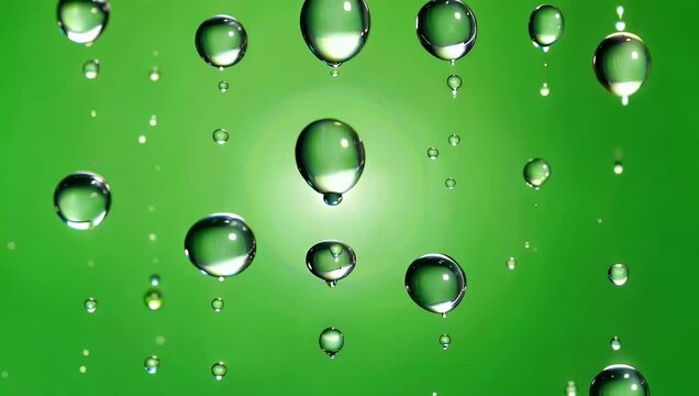 Refreshing green background video with glistening water droplets and light effect, perfect for your design