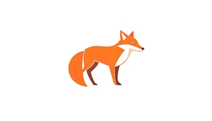 Stylized, minimalist illustration of an orange fox in profile on white