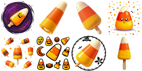 Evil Jack-O'-Lanterns Swirl in Halloween Clip Art Mysterious Element Design Ornate Candy Theme