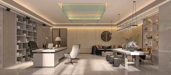 modern working office interior, 3d render