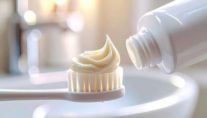 Close-Up Slow Motion Capture of Toothpaste Squeezed from Tube