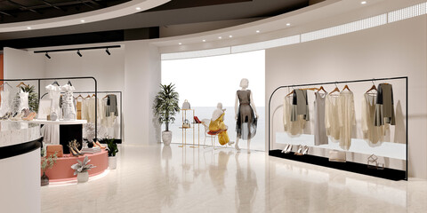 3d render modern retail shop interior