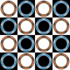 Seamless geometric round pattern. Decorative ornate square background. Endless circle design. For template, tile, floor, backdrop, cover, marble, wall, scarf, shawl, bandana, fabric, textile