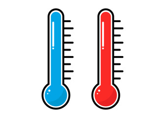 Hot and cold temperature thermometers illustration