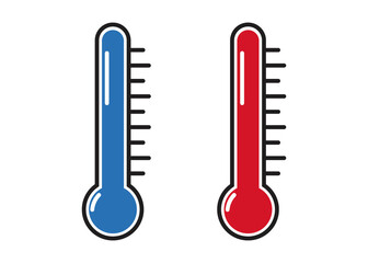 Hot and cold temperature thermometers illustration