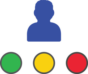 Person with traffic light signals to show different status conditions