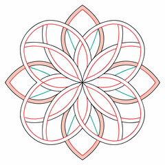 Geometric flower pattern in pink and red colors
