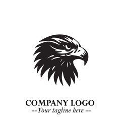 Obraz premium Head of Eagle Logo Symbol in Black on the White Background with Strong Elegant Design