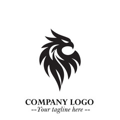 Head of Eagle Logo Symbol in Black on the White Background with Strong Elegant Design